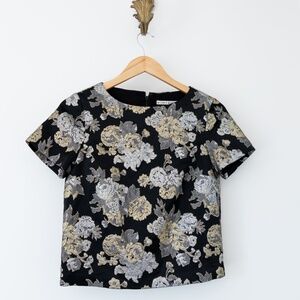 Alice and Olivia Metallic Baroque floral top size 4